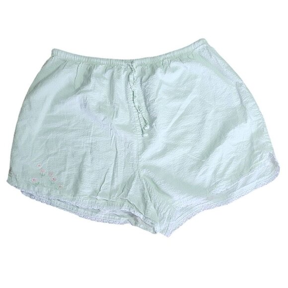 CLASSIC ELEMENTS Green Striped Embroidered Drawstring Waist Shorts Womens XL - Picture 1 of 5